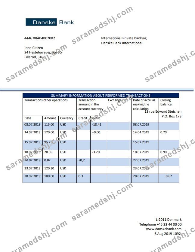 Denmark Danskebank Statement